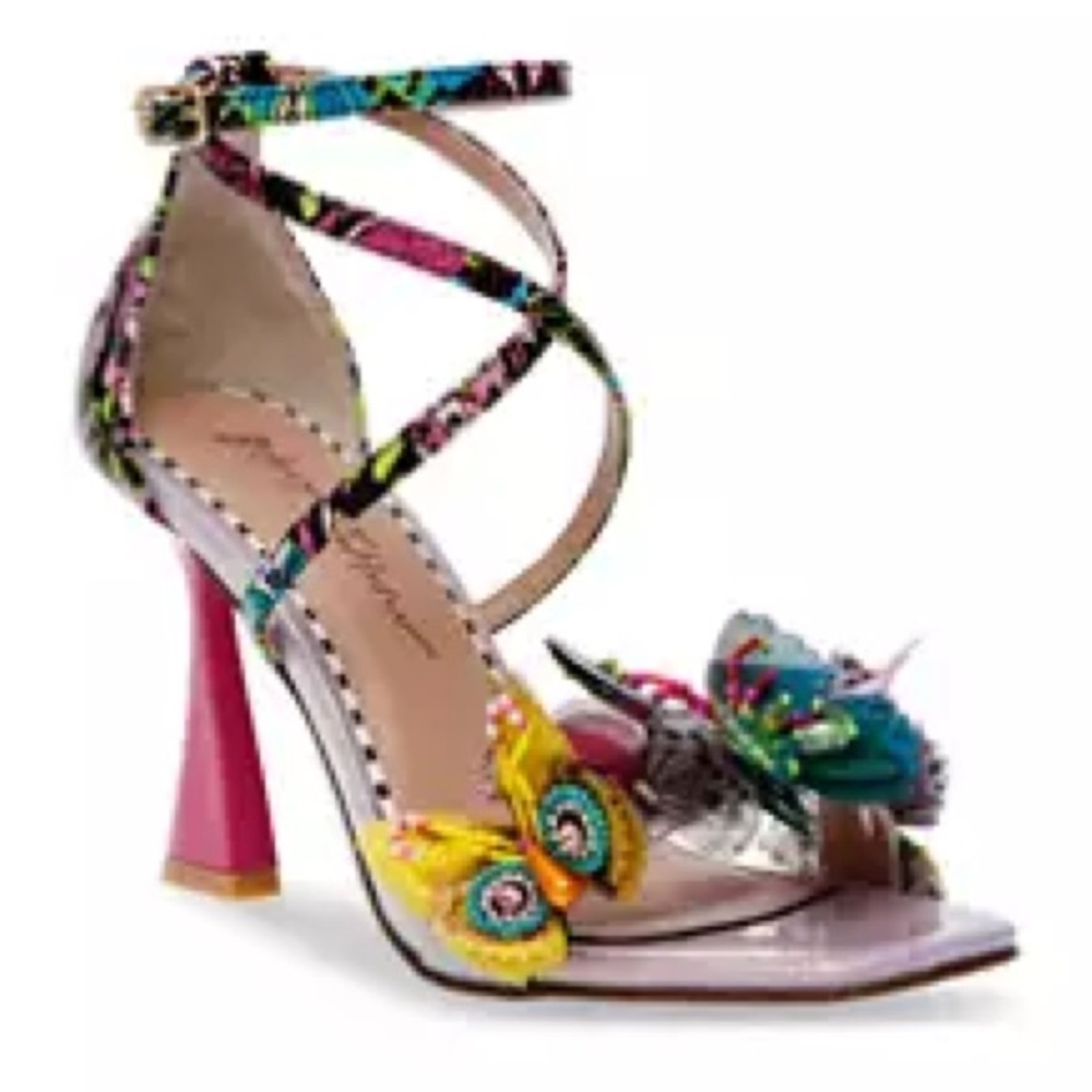 Betsey Johnson Pink and Yellow Floral Heels